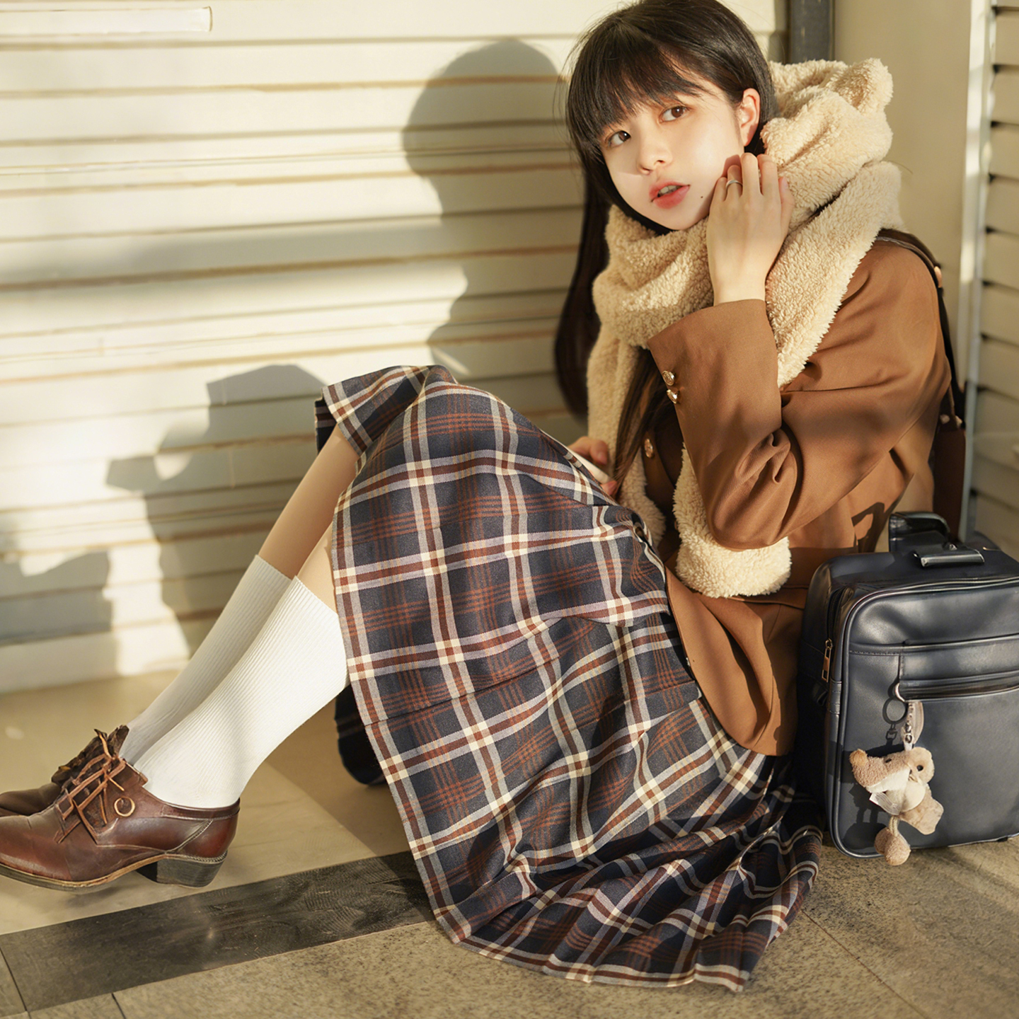 【大棕】校供感大格jk格裙