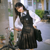 黑色背心裙班服连衣裙女 优等生衬衫 樱花家族jk制服套装 风起时
