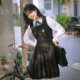 黑色背心裙班服连衣裙女 优等生衬衫 樱花家族jk制服套装 风起时