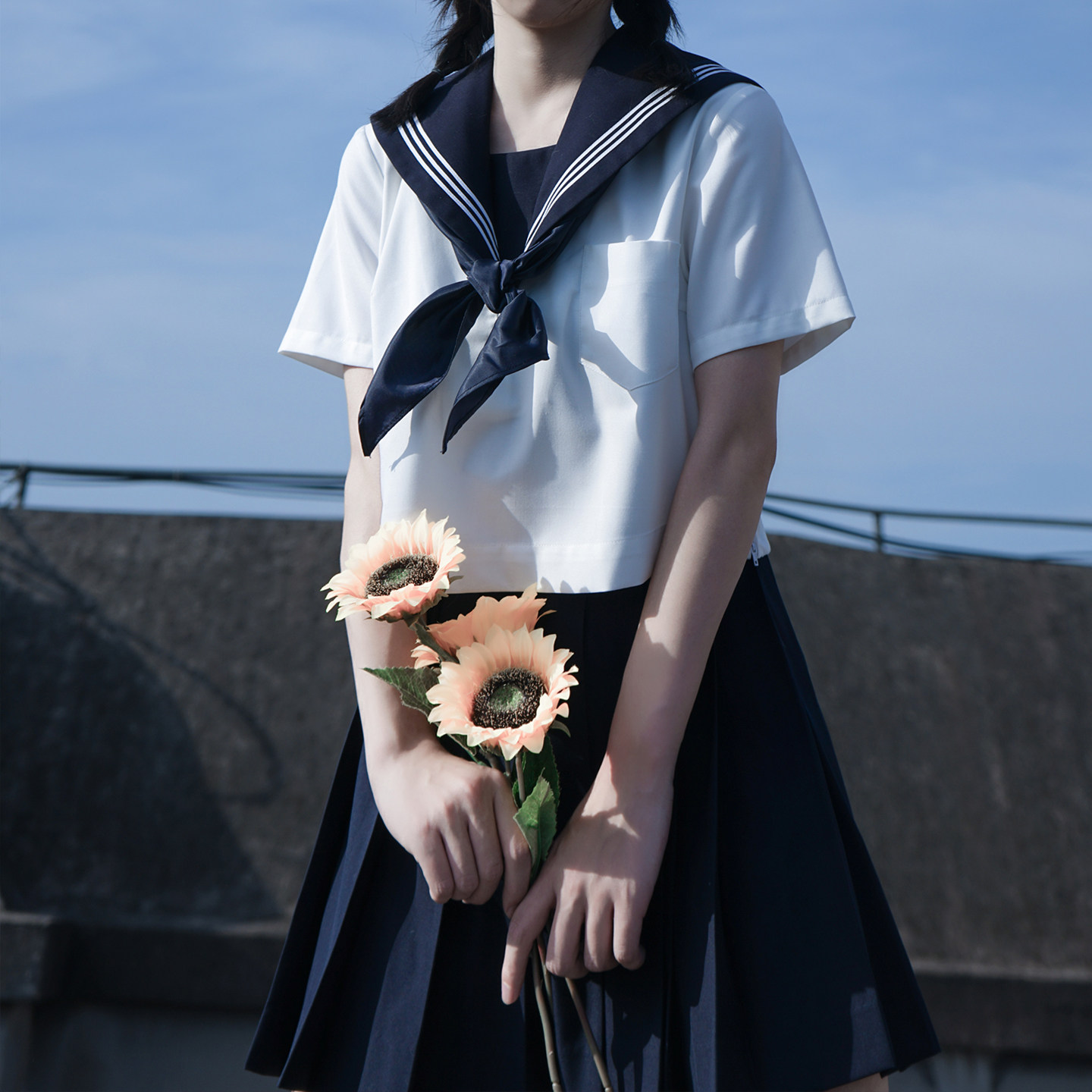 樱花家族jk制服【绀领白三本】关西襟水手班服基础夏服套装短袖女