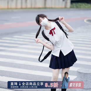 白色女夏季 樱花家族娃娃领jk衬衫 学生日系学院风校服圆领短半袖