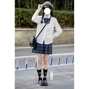 衬衣女 校服学生方襟方领长袖 樱花家族学院JK制服 基础白色jk衬衫
