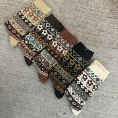 女袜 成人设计师原创复古民族小花风潮袜21287+小鹿风潮袜21291