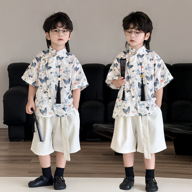 男童汉服国风新中式儿童唐装复古小孩礼服套装夏季休闲帅气演出服
