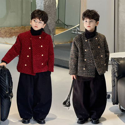 西装套装2025冬季新款小香风加绒儿童外套夹克小西服休闲洋气演出