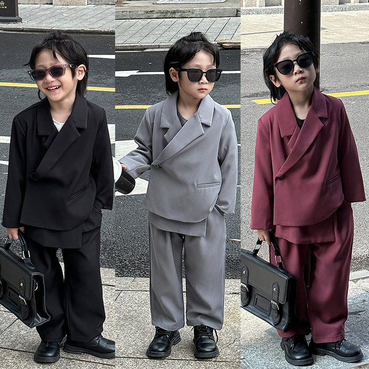 童装儿童西装套装2023秋季新款韩版男女儿童长袖西服裤子演出表演