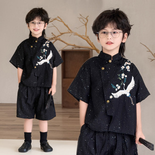 男童汉服国风新中式儿童唐装刺绣夏季日常男孩礼服洋气新款演出服