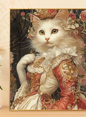 猫咪动物铁甲曼水岸东方撒画画数字油画