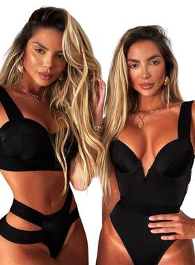2022 New Sexy Bikini Sets Black Push Up Swimsuit Women Swimw