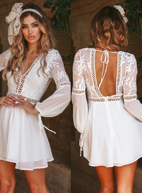 fiesta de noche verano Casual cuello pico playa Mini vestido