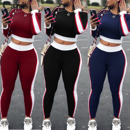 Sexy Women Sports Set Yoga Crop Top Pants Fitness Tracksuit