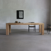 朴室侘寂风法国白橡木原木实木现代简约极简岛台壹集家具长形餐桌