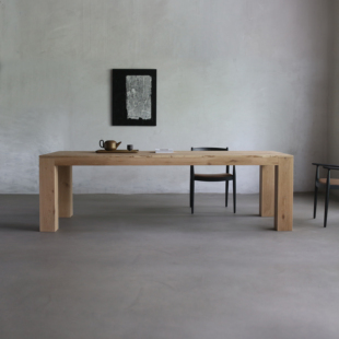 朴室侘寂风法国白橡木原木实木现代简约极简岛台壹集家具长形餐桌