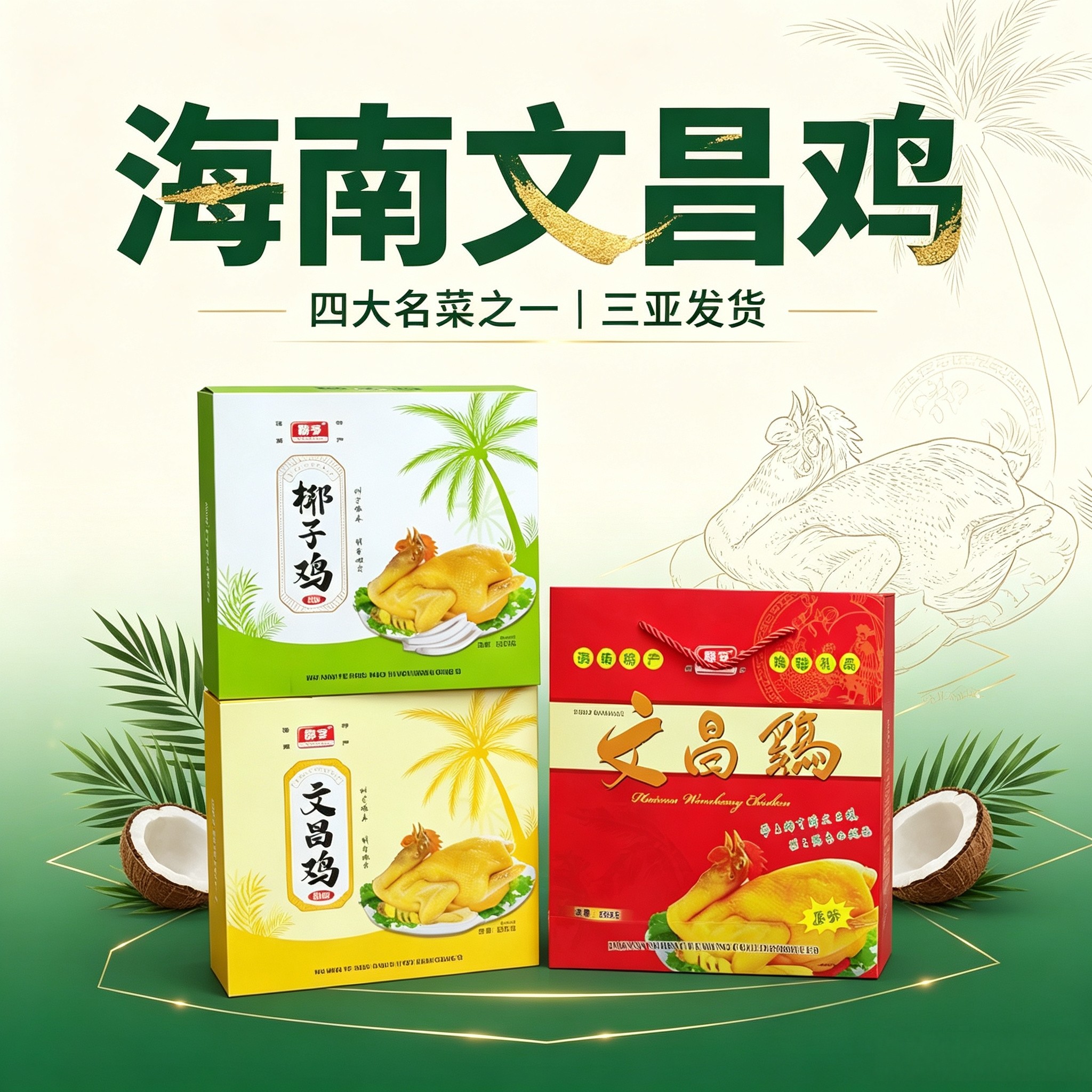 海南特产 椰亨文昌鸡550克礼盒装真空熟食四大名菜椰子鸡三亚特产