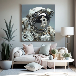 登月主题挂画btc墙画tothemoon客厅定制画比特币会所玄关装饰画可