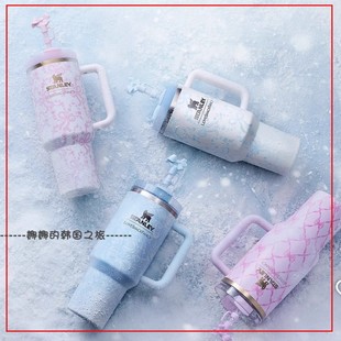 韩国代购STANLEY 1913 LoveShackFancy联名不锈钢手拿吸管保冷杯