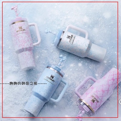 韩国代购STANLEY 1913 LoveShackFancy联名不锈钢手拿吸管保冷杯