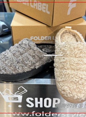 韩国代购folder label 面包鞋毛绒懒人鞋保暖半拖棉鞋轻便防滑