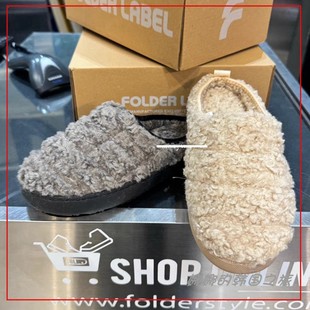 韩国代购folder label 面包鞋毛绒懒人鞋保暖半拖棉鞋轻便防滑