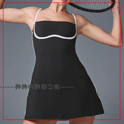 韩国代购ALO Airbrush 极简曲线连衣裙 吊带修身网球运动短裙子