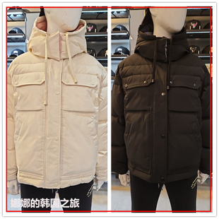 韩国代购NBA女款鸭绒羽绒服短款连帽可拆卸棉服外套N234DW721