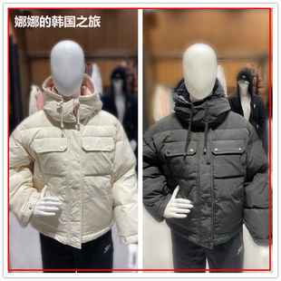 韩国代购NBA女款鸭绒羽绒服短款连帽棉服保暖外套N234DW721P