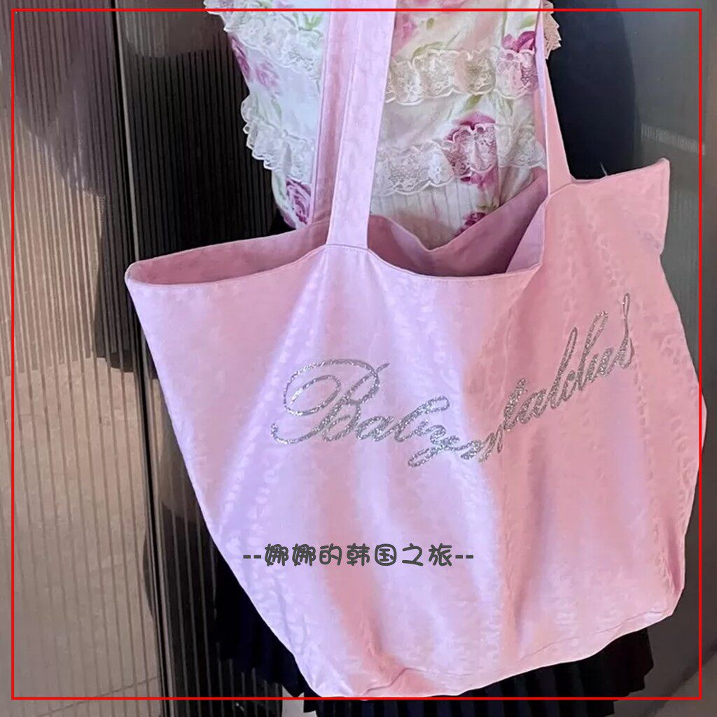 韩国代购Babymetalclub 光泽感豹纹大容量双面背单肩包日常百搭