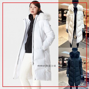 韩国代购冬季鹅绒保暖加厚羽绒服防风连帽外套长款毛领女款
