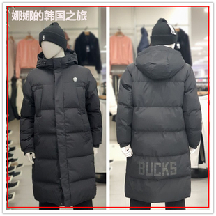 韩国代购正品NBA男女同款鸭绒羽绒服长款连帽棉服外套N234Z2010P