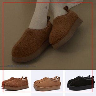 韩国代购otz 丑萌鞋低帮雪地靴懒人鞋保暖棉鞋厚底增高毛毛鞋
