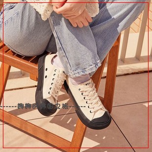 韩国代购otz 丑萌鞋 黑底方帆布鞋 pismo 黑白休闲布鞋FLOTEA1U09