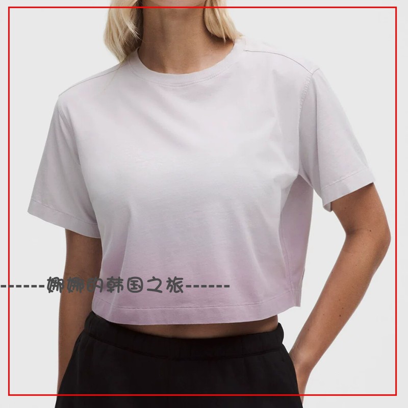 韩国代购lululemon露露乐蒙All Yours 短款女士棉短袖T恤LW3KHAS