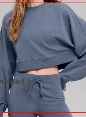 韩国代购Alo Cropped Sway Crew Neck Pullover短款圆领套头衫