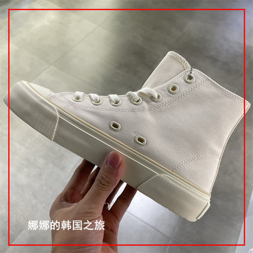 高帮新款布鞋方头帆布鞋