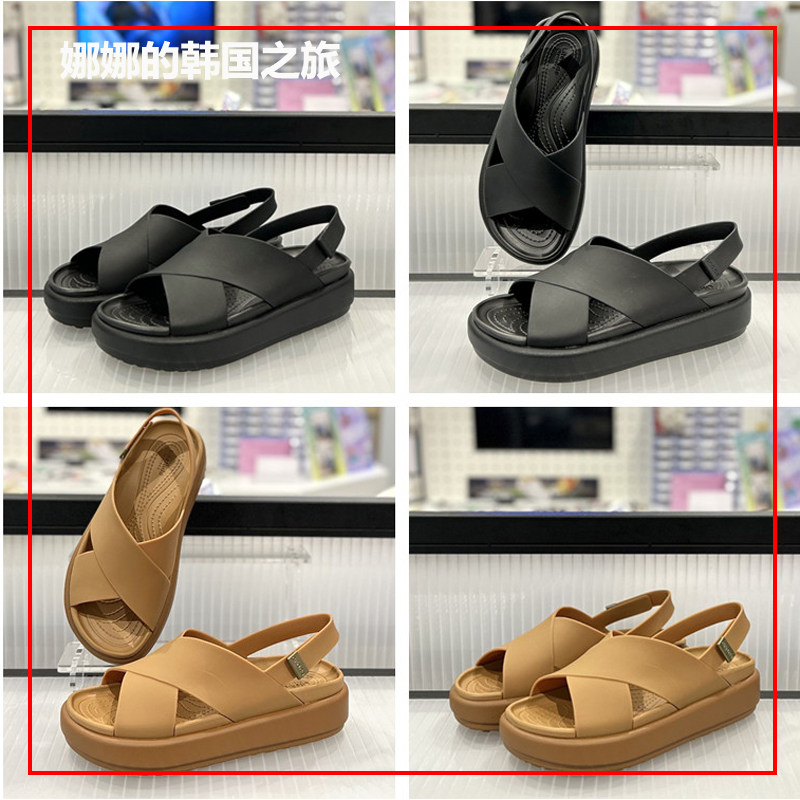 韩国代购正品Crocs卡骆驰布鲁克林任逸交叉厚底凉鞋女款209407