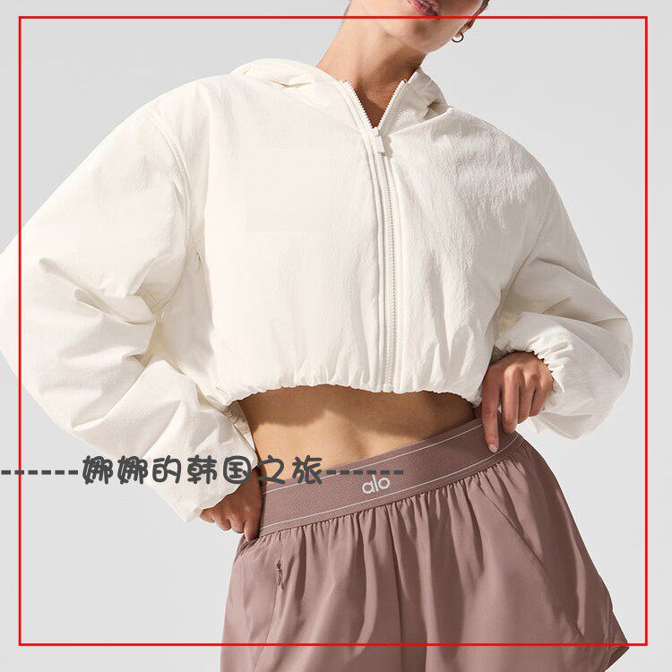 韩国代购Alo 短款 Mountain Peak 全拉链连帽衫保暖棉服外套夹克