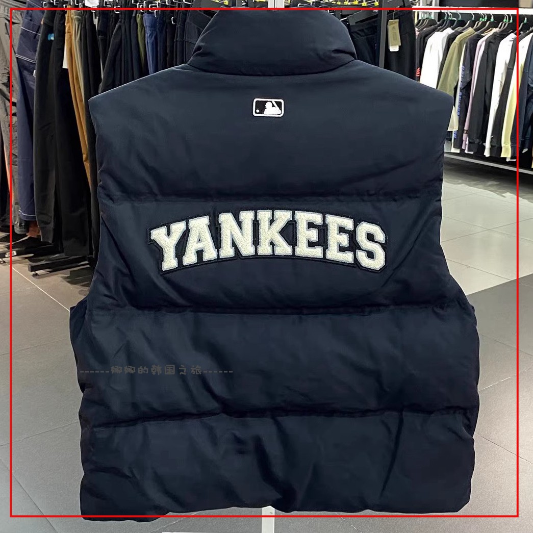 韩国代购MLB 羽绒服马甲男女保暖时尚运动休闲情侣背心3ADVV0136