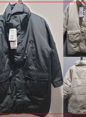 韩国代购MLB 羽绒服男女保暖时尚休闲中长款立领外套3ADJJ0116