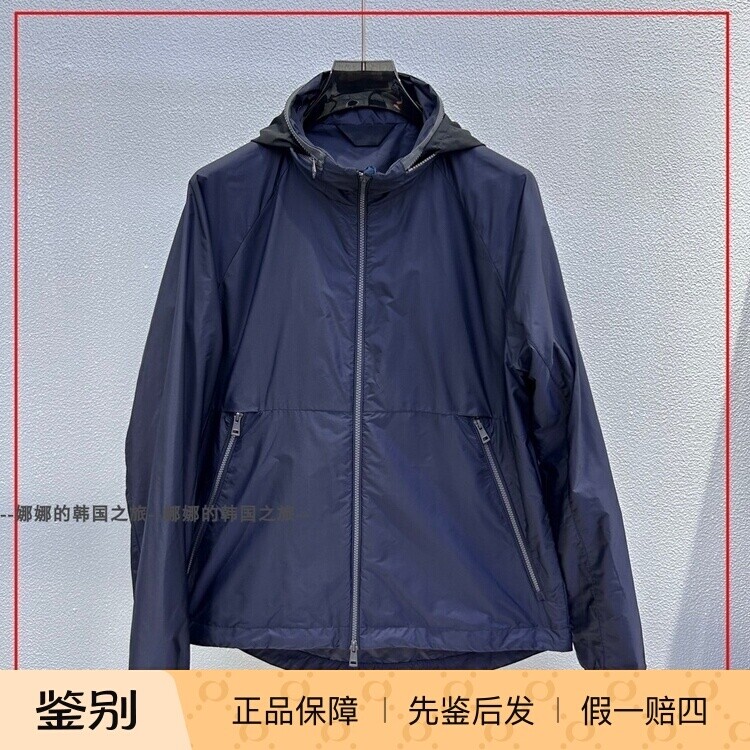 韩国代购Moncler盟可睐LOGO刺绣薄款外套隐蔽帽子日常休闲夹克男