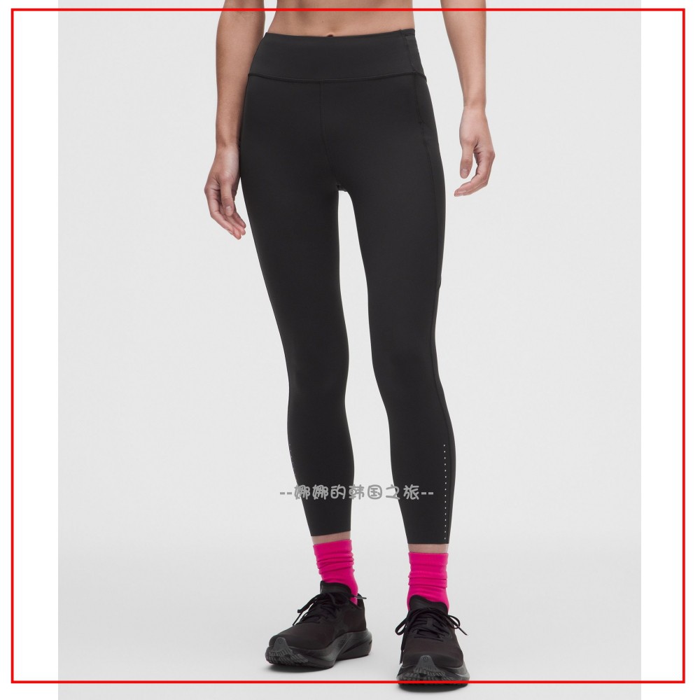 韩国代购lululemon Fast and Free24寸纯色运动跑步紧身裤LW5JRIA