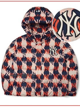 韩国代购MLB 羽绒服男女保暖时尚满花运动休闲连帽外套3ADJY0126