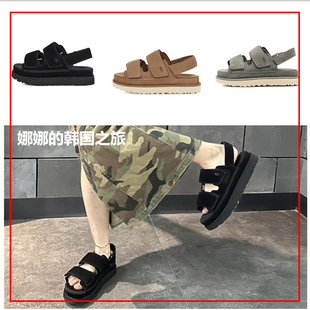 韩国代购正品UGG女款金星厚底凉鞋休闲魔术贴露趾增高凉拖1141493