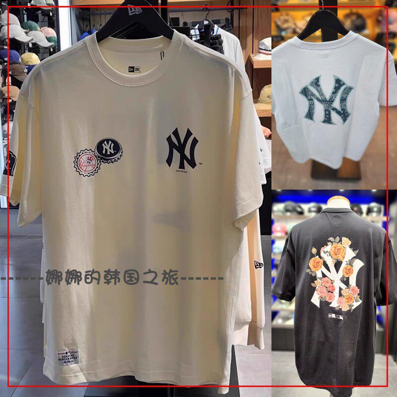 韩国代购New Era MLB徽章系列休闲圆领短袖T恤 男女同款 13559698