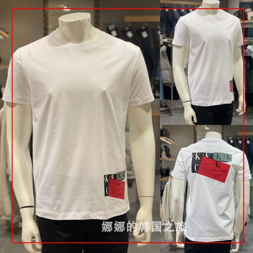 CK JEANS韩国代购直邮23春男圆领几何印花LOGO休闲短袖T恤J323048