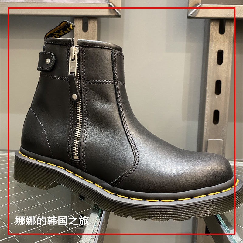 韩国代购正品Dr.Martens女款侧拉链休闲马丁靴皮靴时装靴27621001