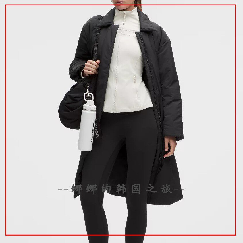 韩国代购lululemon ThermoZen女士带夹层加厚长款棉服外套LW4CRMS
