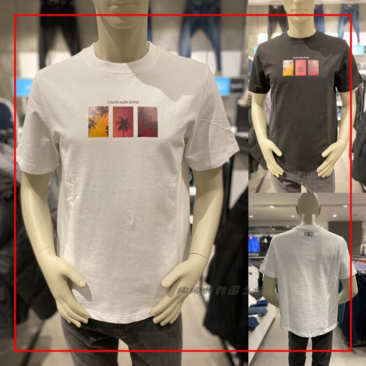 韩国代购CK JEANS男士夏季时尚潮流纯棉短袖休闲宽松T恤J318458