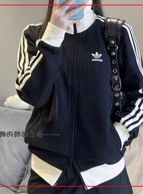 韩国代购阿迪达斯Adidas三叶草三条杠美式复古休闲运动外套II5763