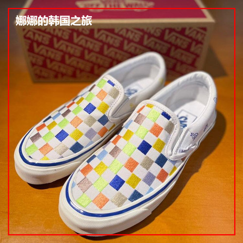 VANS男女彩色棋盘格一脚蹬板鞋