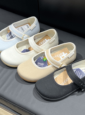 韩国正品代购OTZ玛丽珍鞋复古方头扣带软底轻便帆布鞋丑萌鞋平底